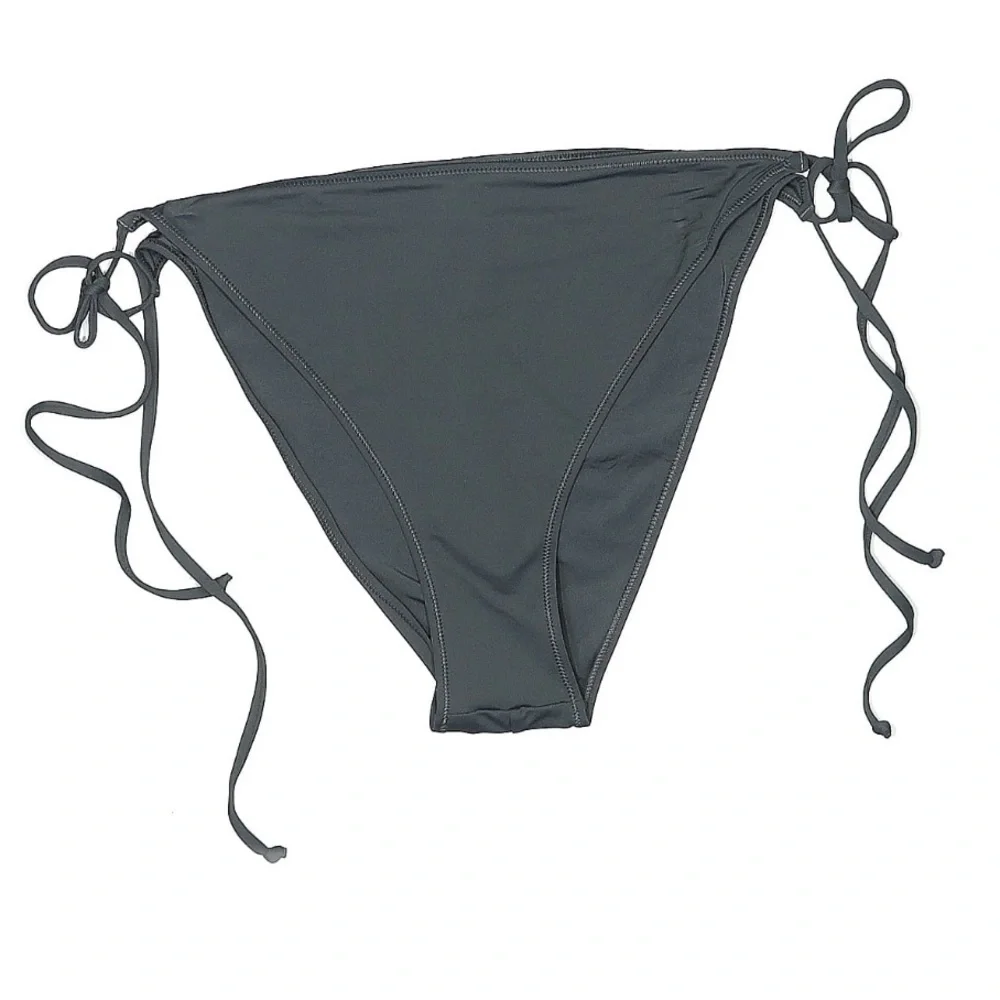 Skims Dippy Tie String Bikini Bottoms in Gray Dark Silver Size 4X NWT Gunmetal